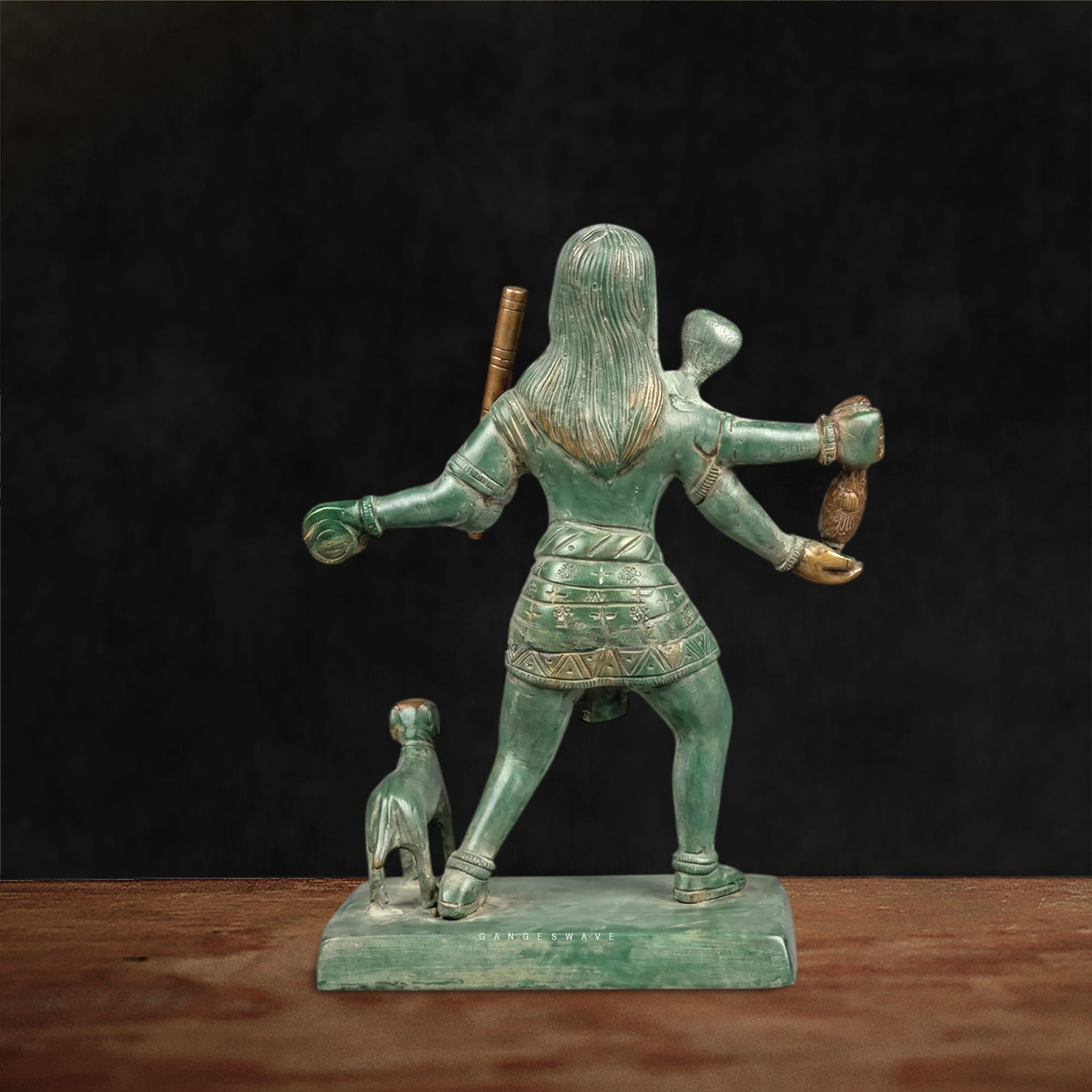 Bhairaveshwara Swamy Statue in Vintage Finish - 9.5 inches - Image 2