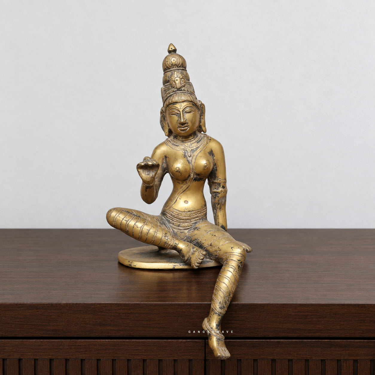 Parvati Brass Decor in Antique Finish - 14 inches