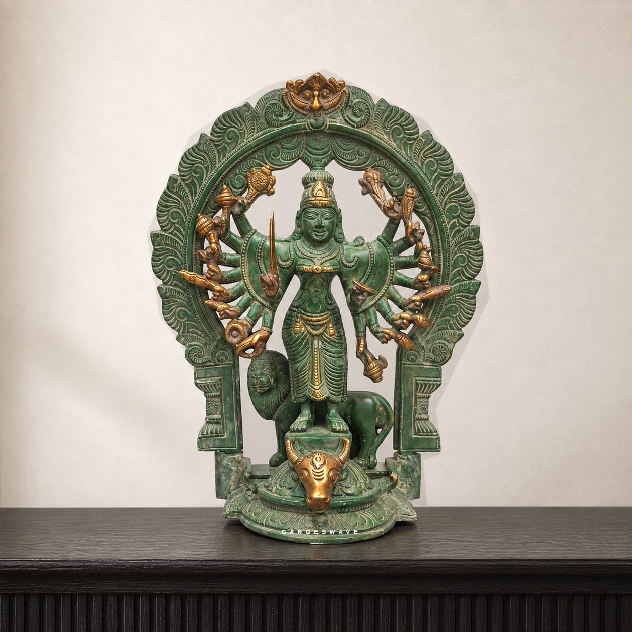MaDurga Brass Murti Vintage Finished - 12 inches