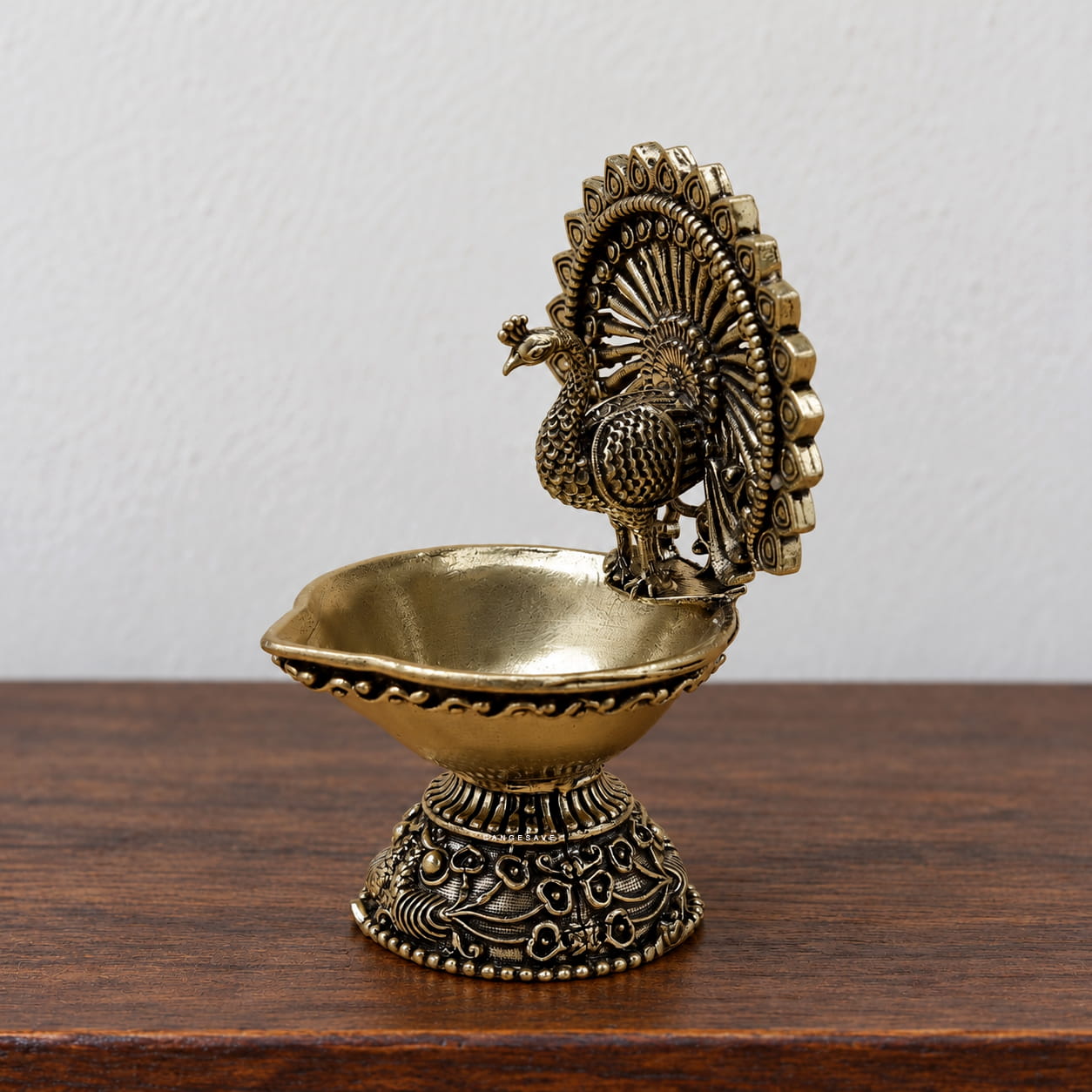 Peacock Brass Diya - 3 inches - Image 3