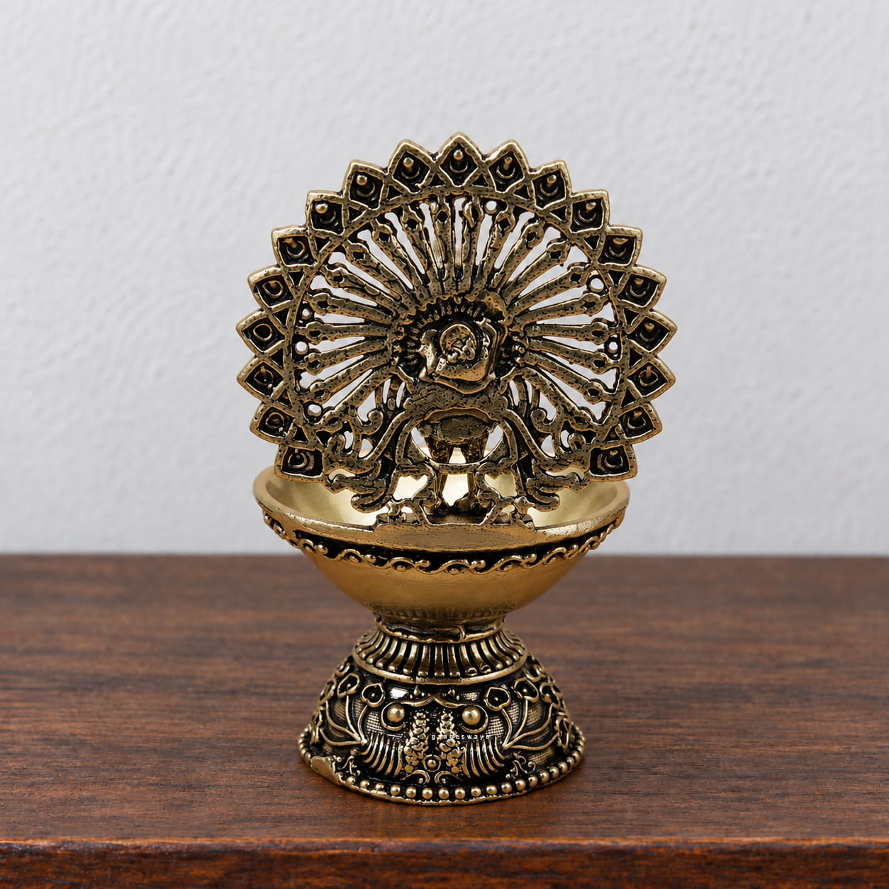 Peacock Brass Diya - 3 inches - Image 2