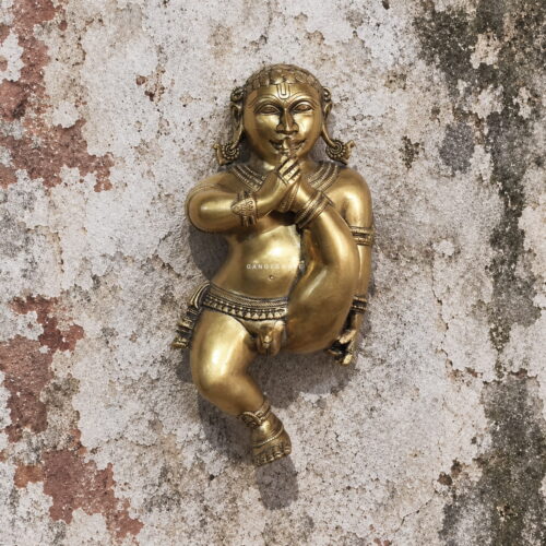 Brass Bal Krishna Statue Wall Hanging - 11 inches