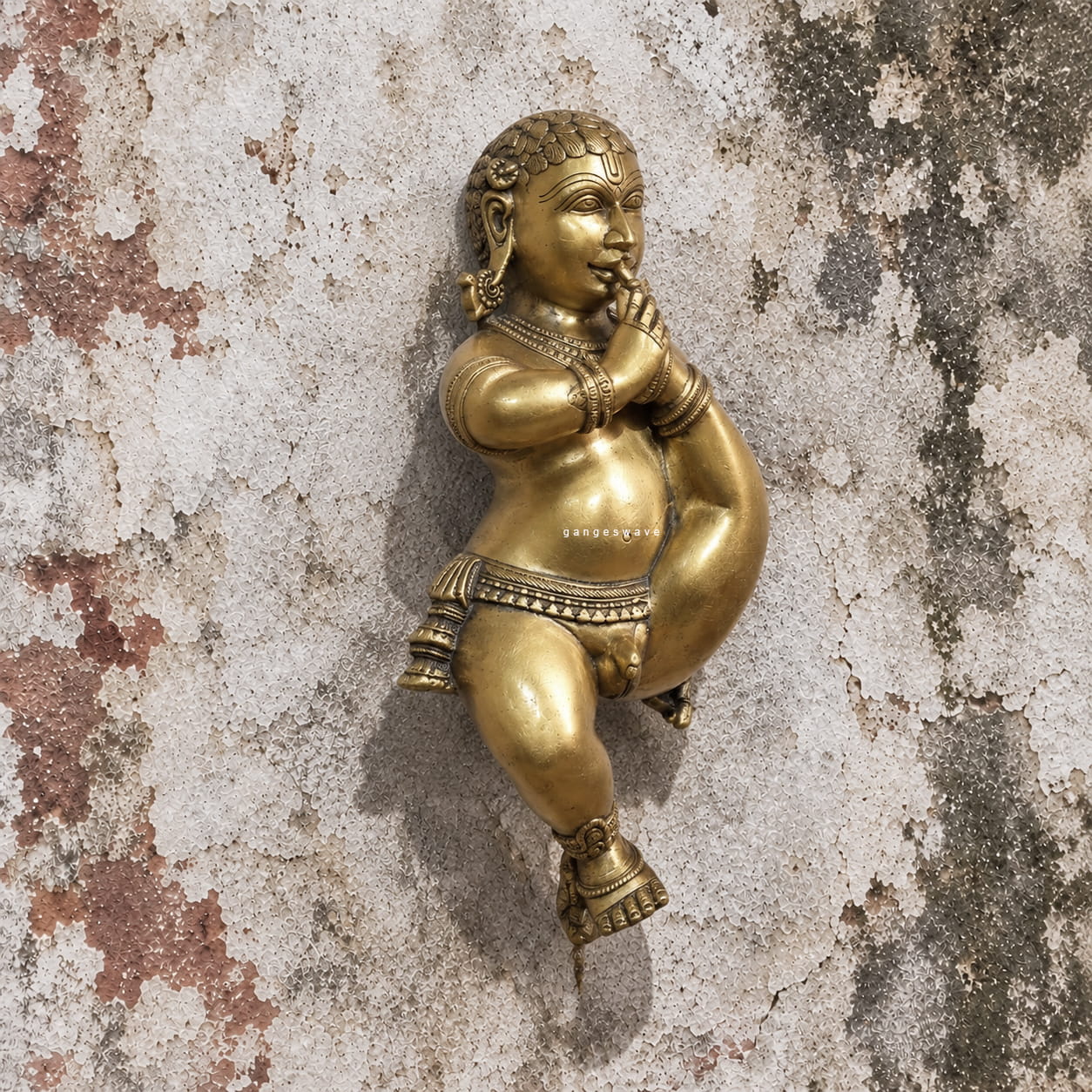 Brass Bal Krishna Statue Wall Hanging - 11 inches - Image 2