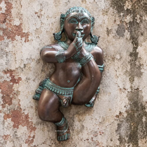Brass Bal Krishna Idol Wall Hanging - 11 inches
