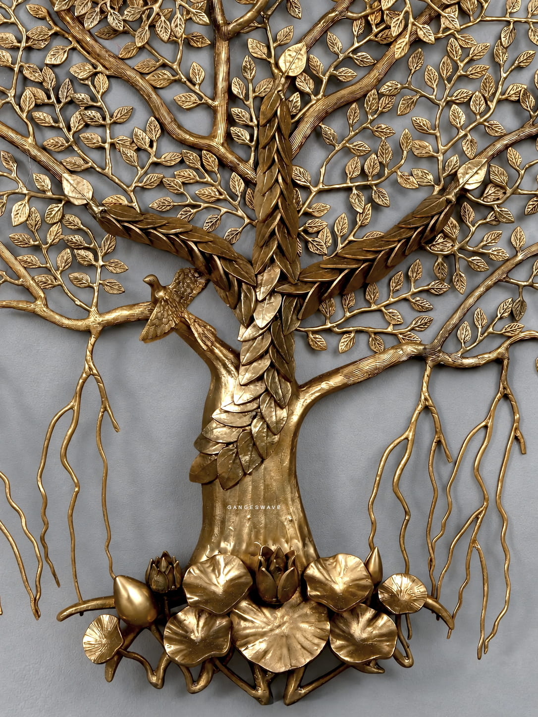 51 inches Meenakari Kalpa Vriksha Brass Large Tree of Life Wall Hanging - Image 3