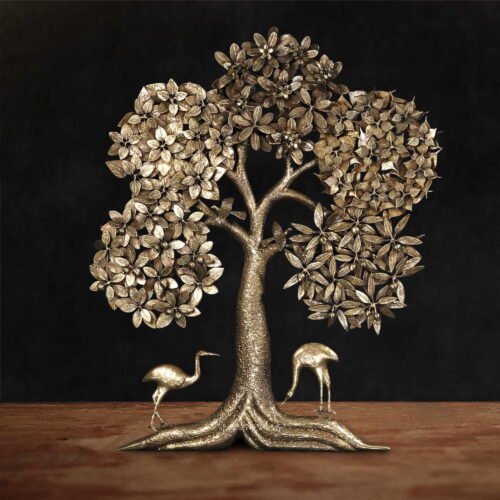 48 inches Kalpa Vriksha Brass Large Tree of Life with Flamingo Wall Hanging