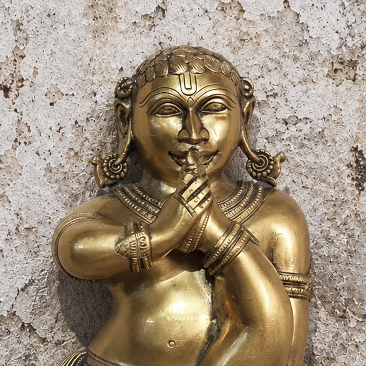 Brass Bal Krishna Statue Wall Hanging - 11 inches - Image 3