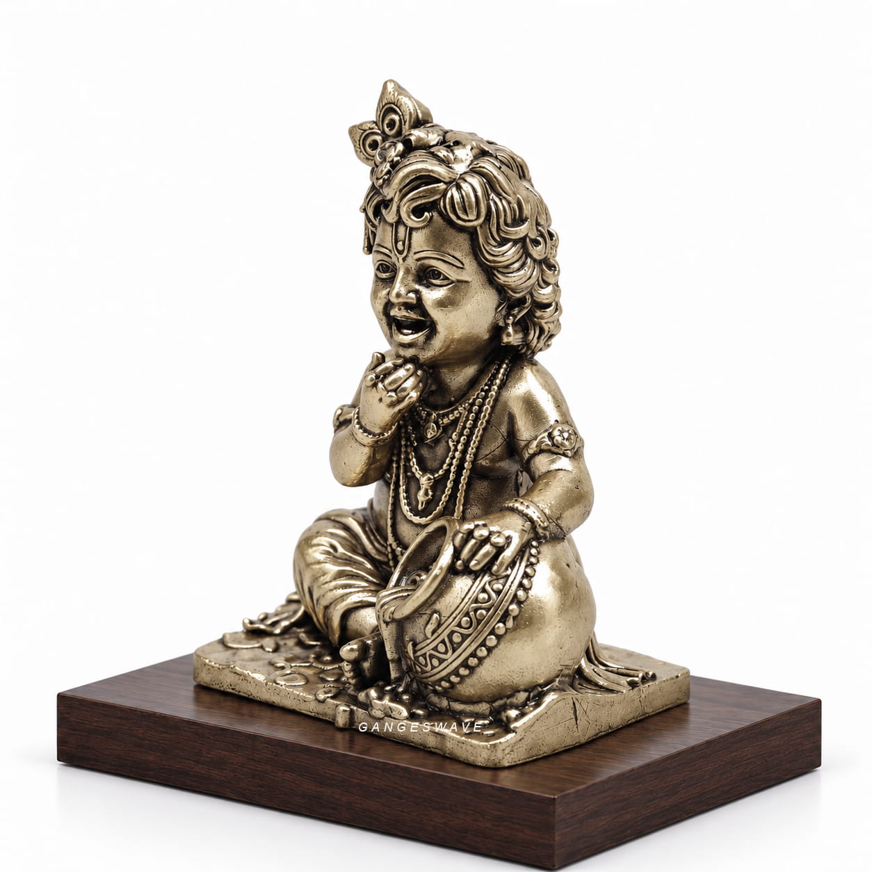 4 inches Bal Krishna Brass Statue - Image 3