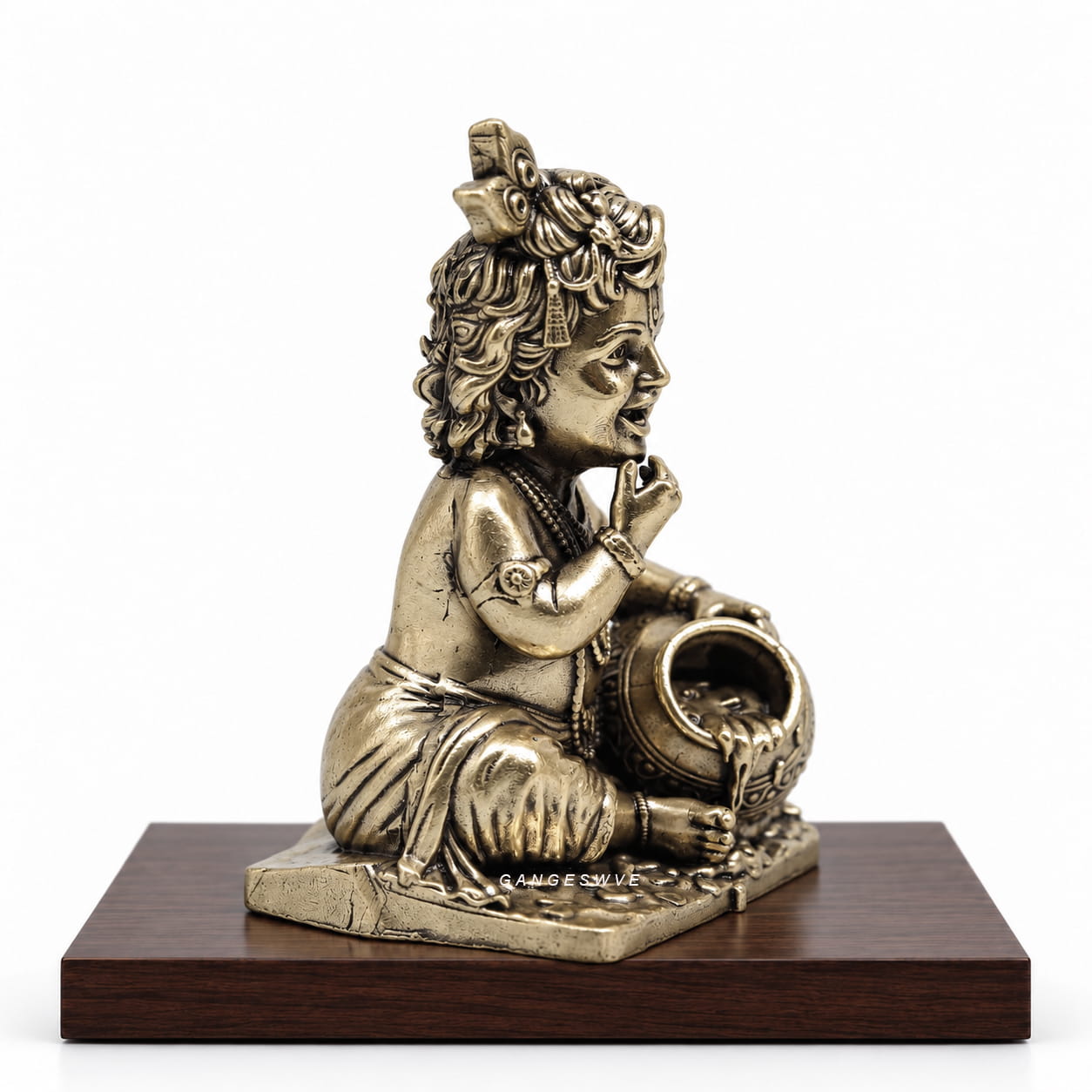 4 inches Bal Krishna Brass Statue - Image 4