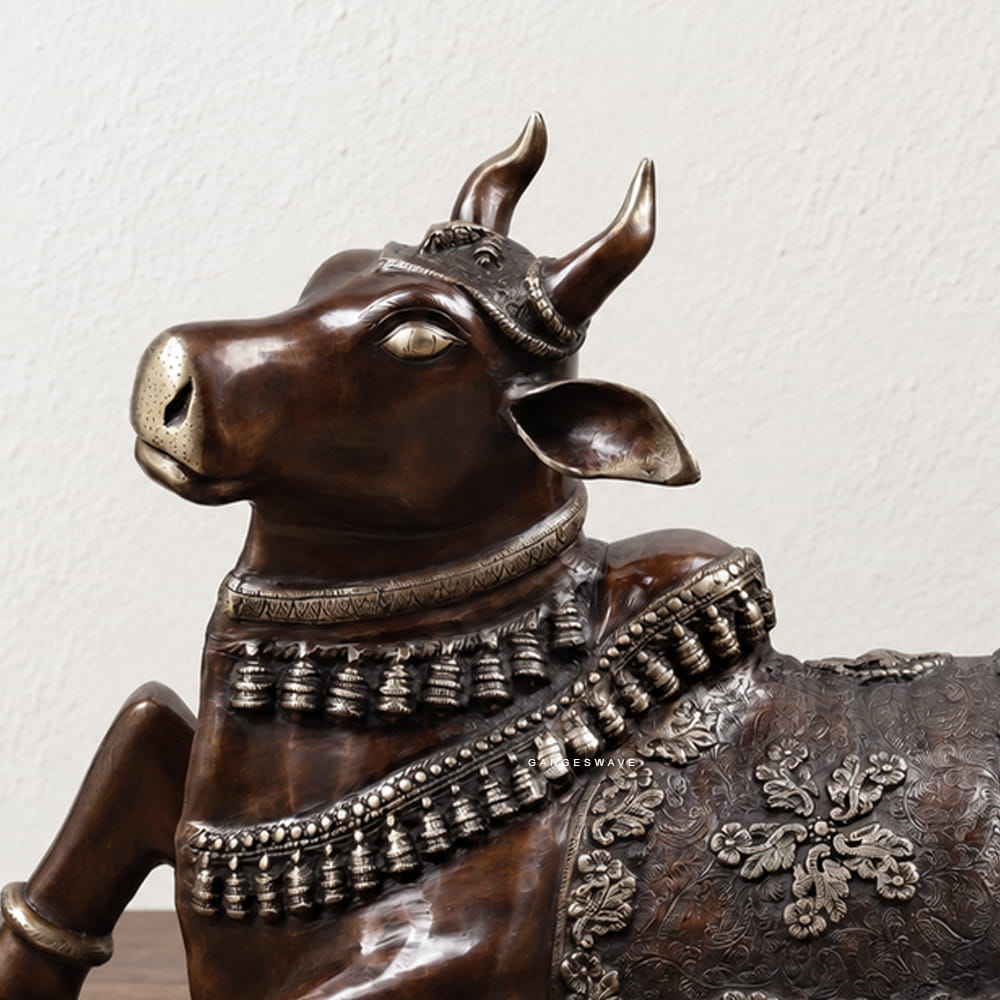 Brass Nandi Statue 20 inches – Sacred Guardian Bull Sculpture for Luxury Home Décor - Image 2