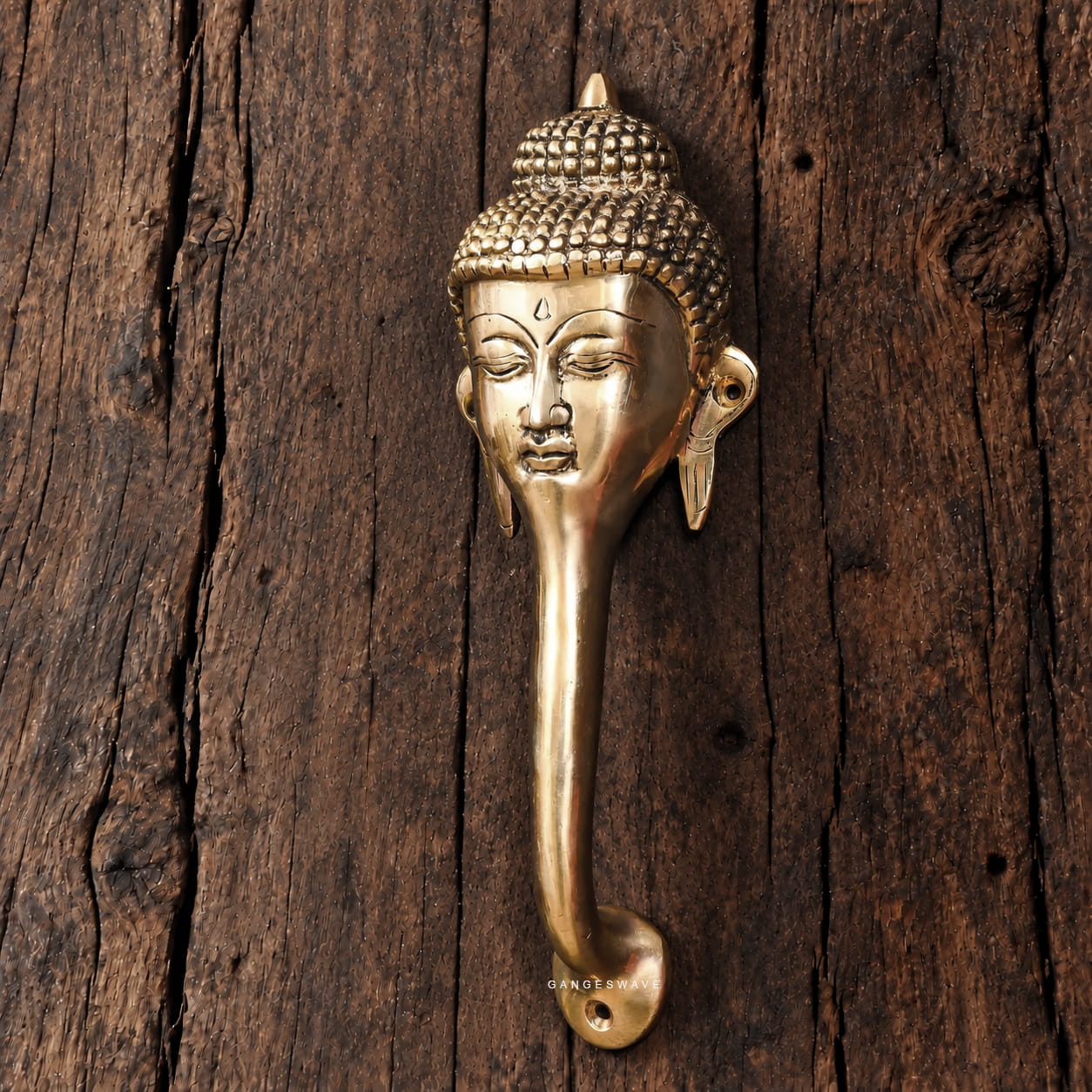 Buddha Decorative Brass door handle - 10 inches - Image 3