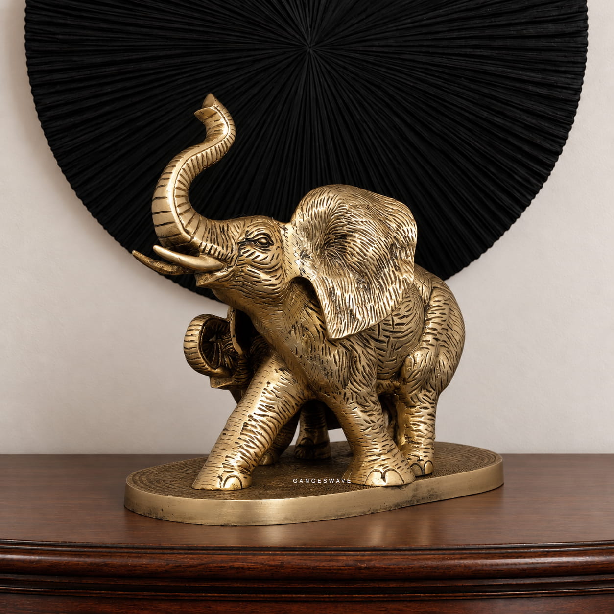 Brass Elephant Mother and Baby Statue – Luxury Antique Gold Table Décor - 11 inches - Image 6