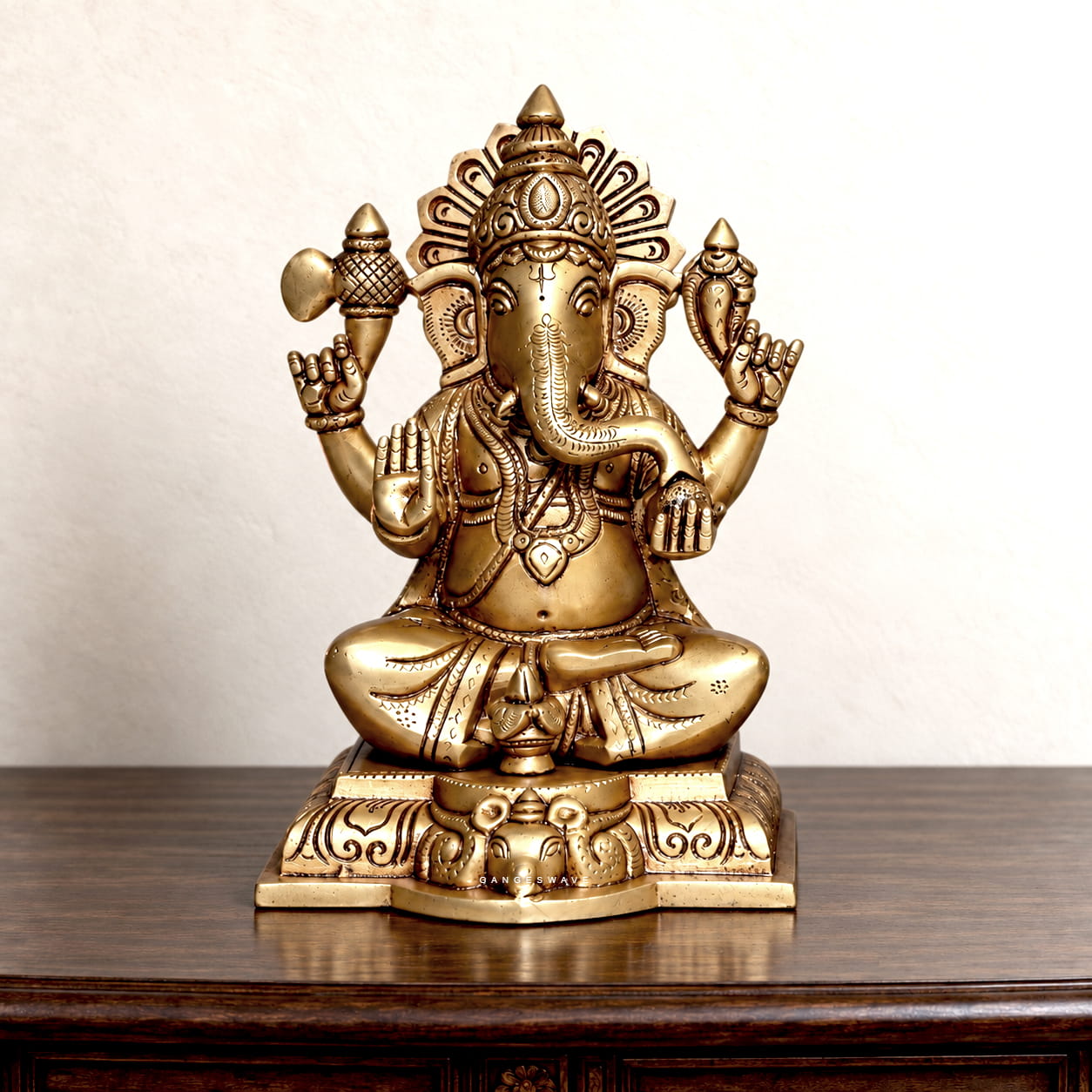 MaLakshmi Ganesh Superfine Brass Idol for Home Puja - 8 inches - Image 5