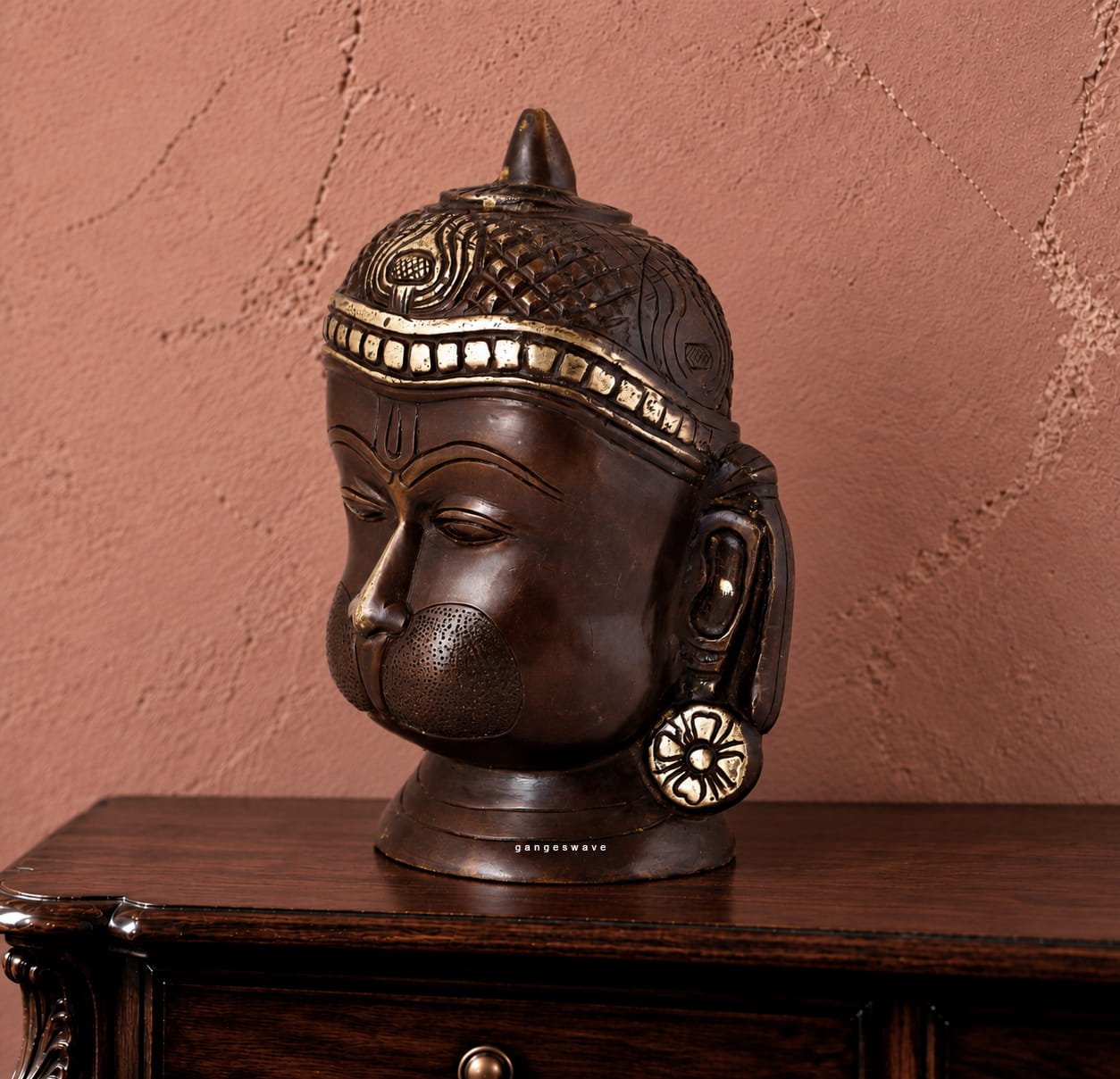 Lord Hanuman Bust in Brass – 7.5 inches - Image 2