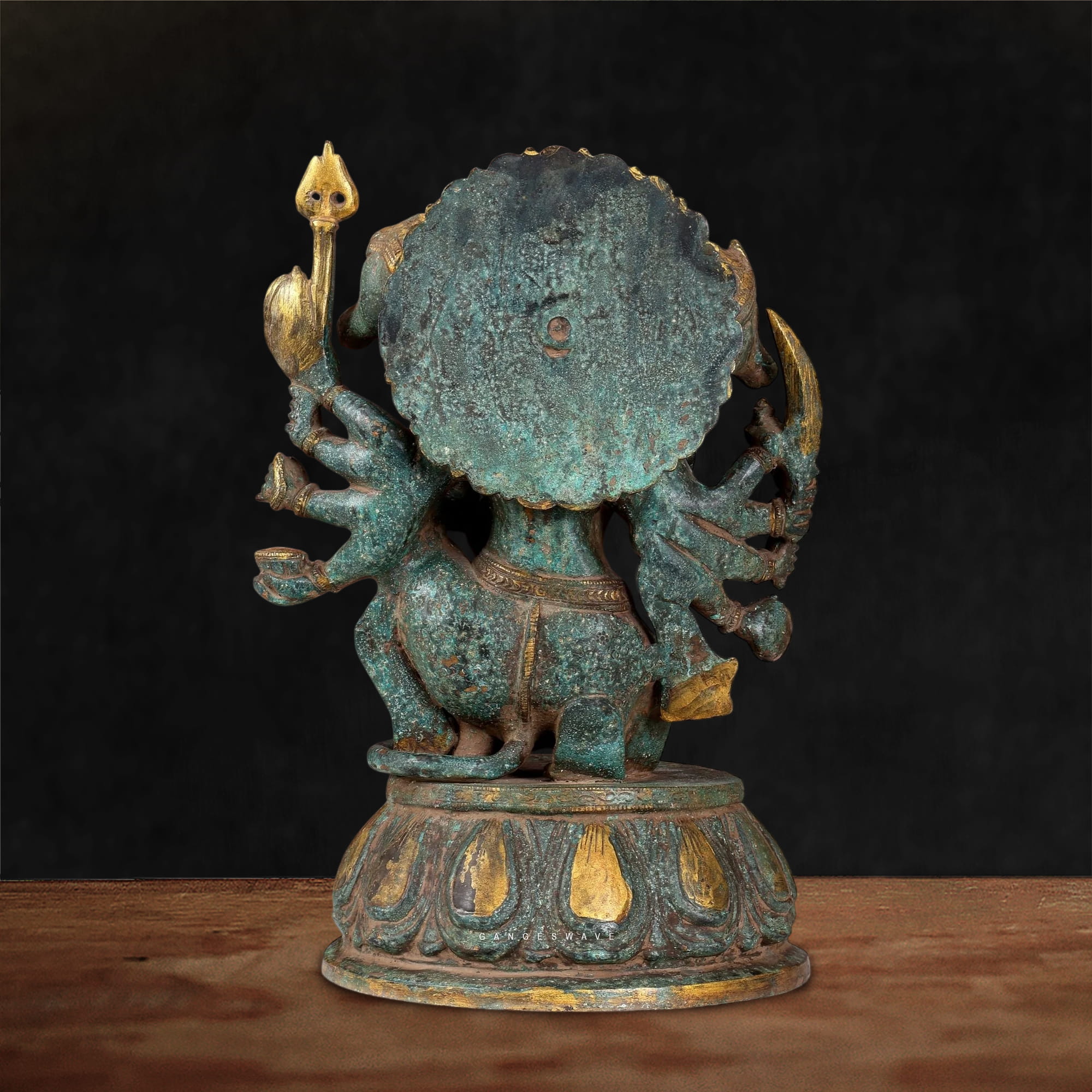 13 inches Brass Vintage Finish Panchmukhi Hanuman Idol - Image 2
