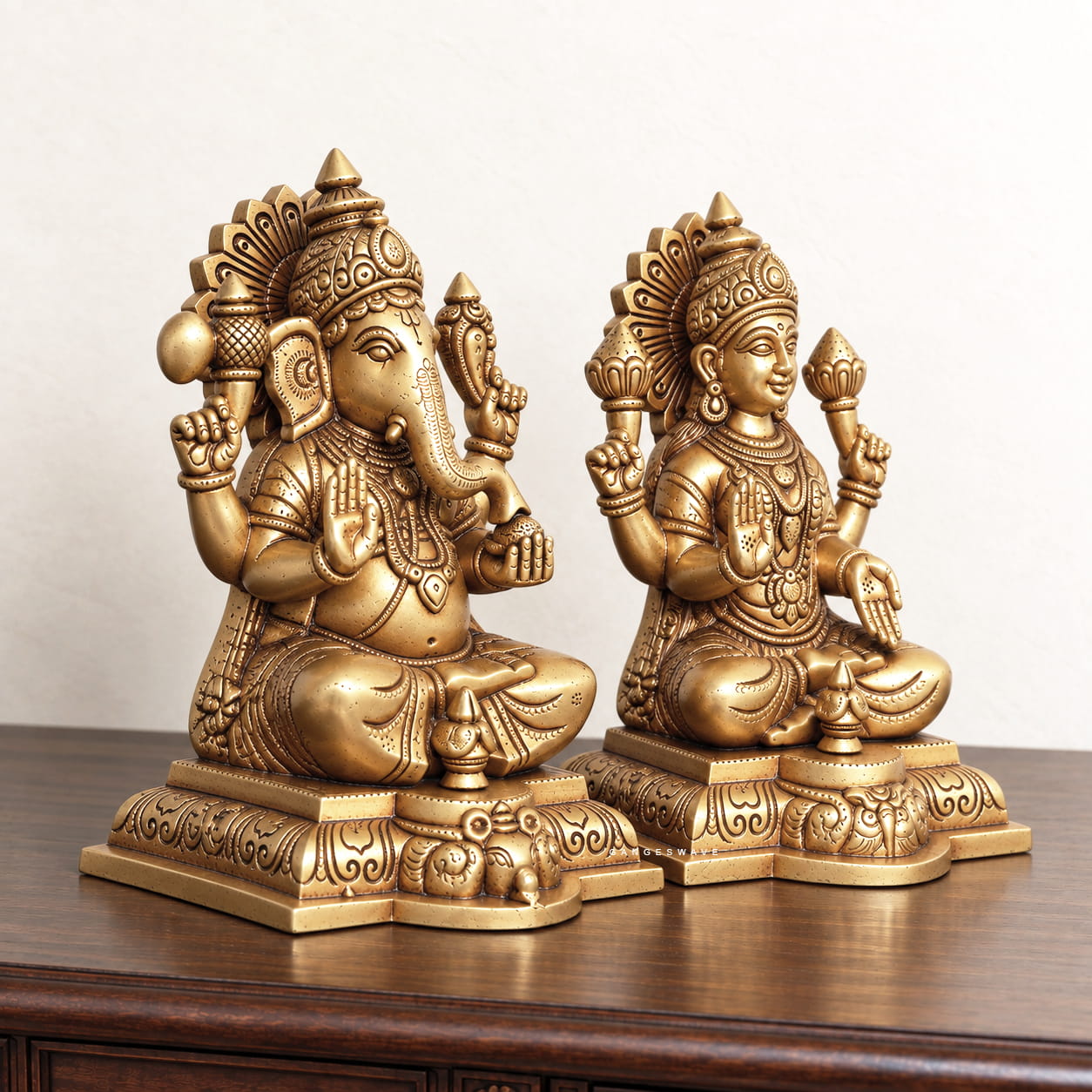 MaLakshmi Ganesh Superfine Brass Idol for Home Puja - 8 inches - Image 3