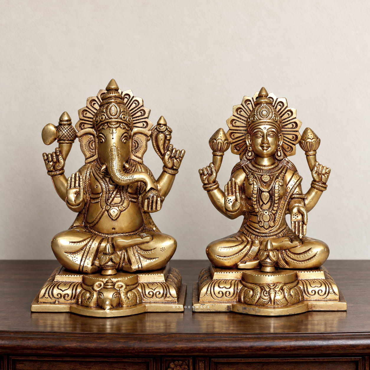 Brass Ganesh Lakshmi Statue