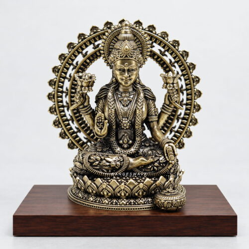 4 inches MaLakshmi Brass Statue with Ornate Frame