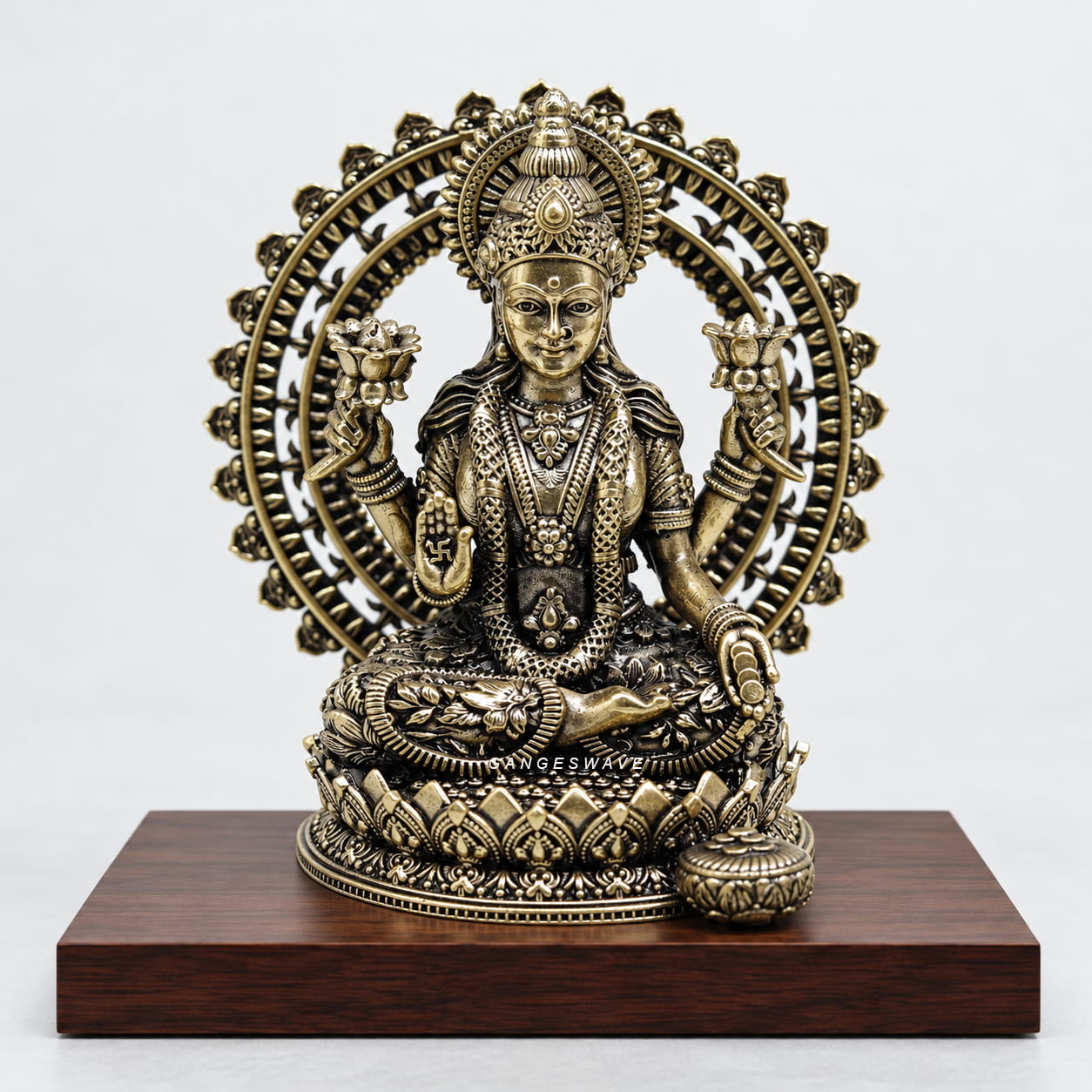 4 inches MaLakshmi Brass Statue with Ornate Frame