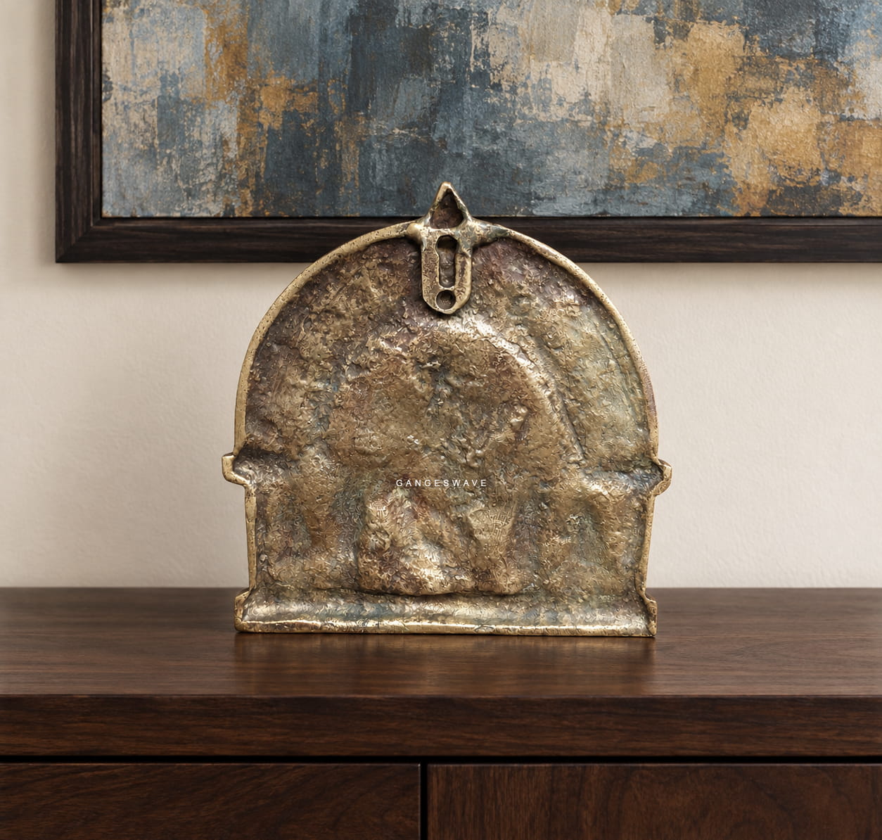 Brass Durga Family Panel Wall Hanging - 9 inches - Image 2