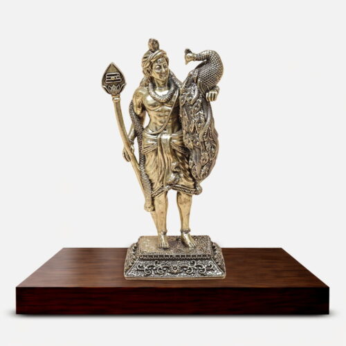 Brass Kartik with peacock - 8 inches