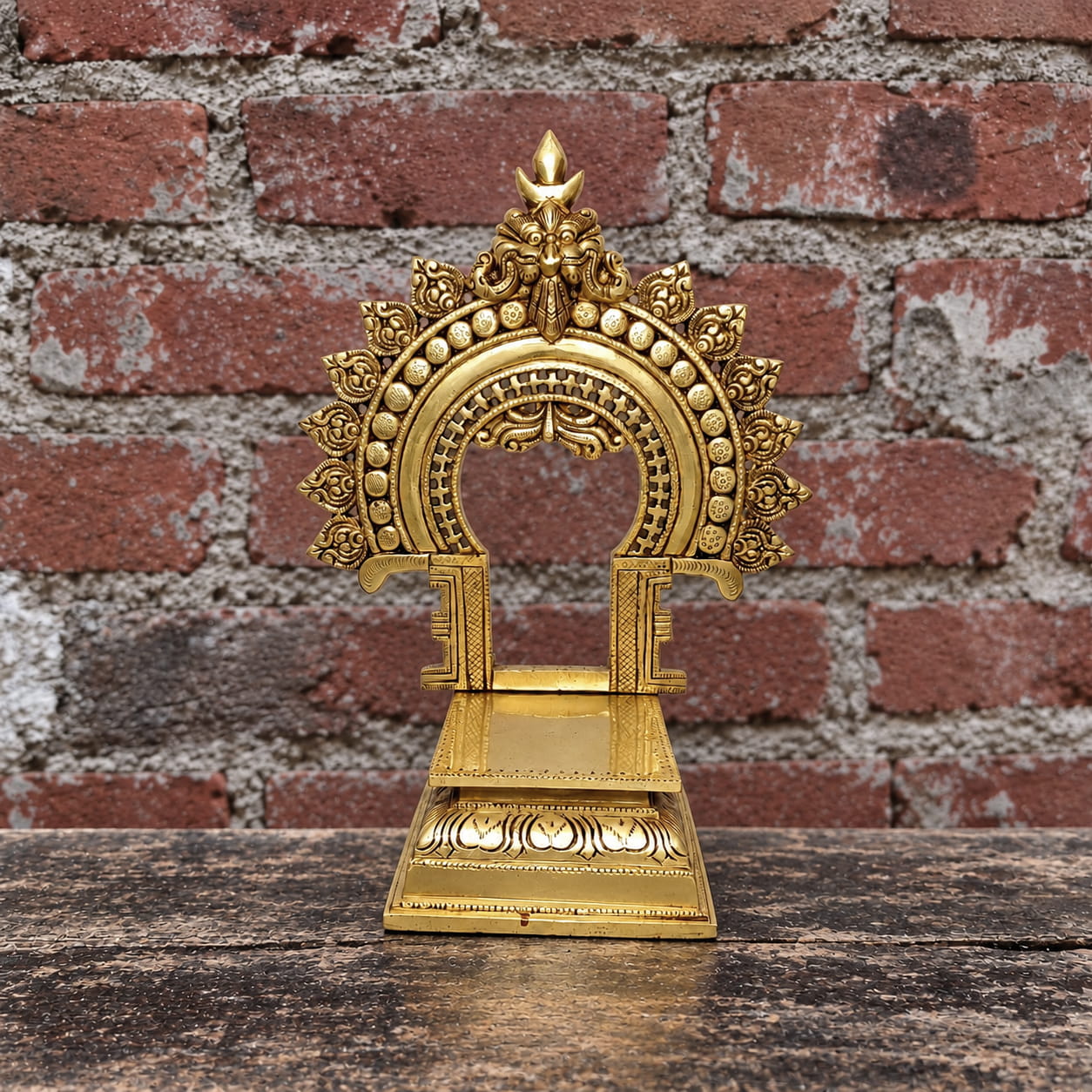 11 inch Kirtimukha Brass Singhashan - Chowki