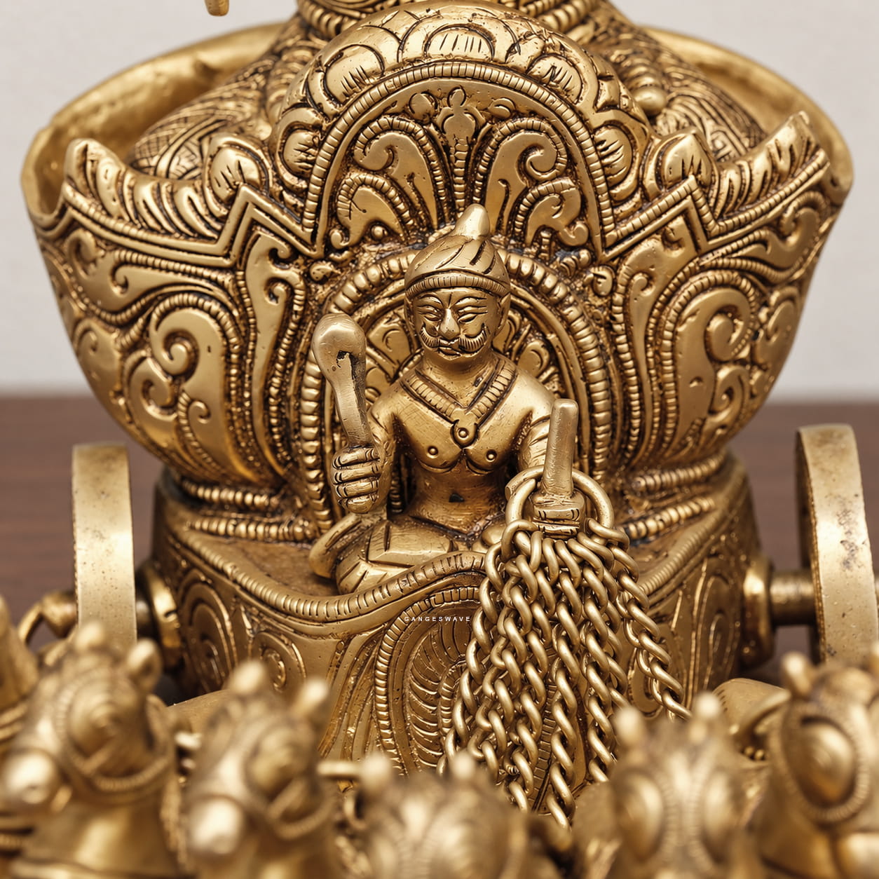 Brass Surya Dev Statue on Seven-Horse Chariot- 12 inches - Image 5