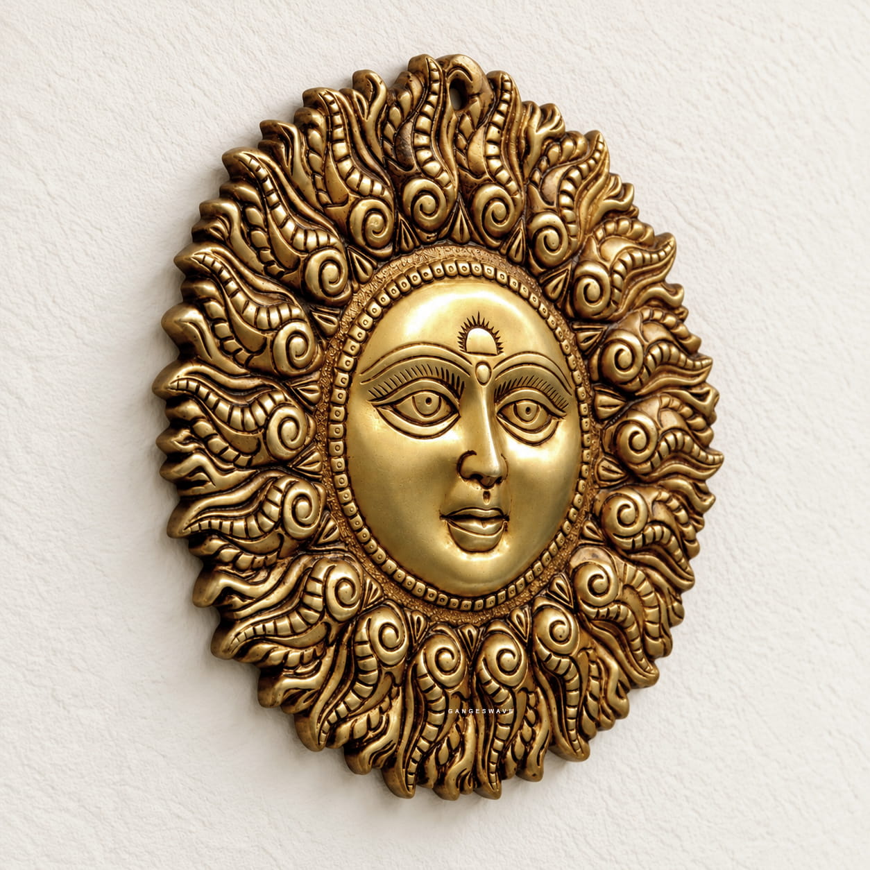 Surya Dev Brass Wall Hanging - 11 inches - Image 3