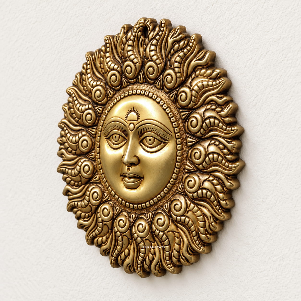 Surya Dev Brass Wall Hanging - 11 inches - Image 2