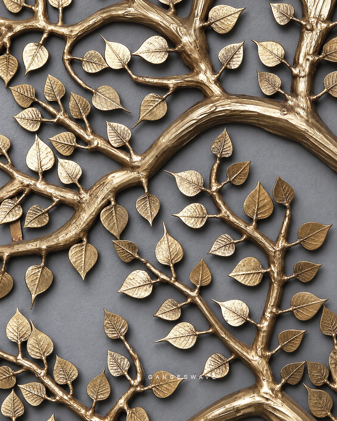 80 inches Brass Tree of Life Wall Sculpture with Kamadhenu Cow & Calf - Image 2