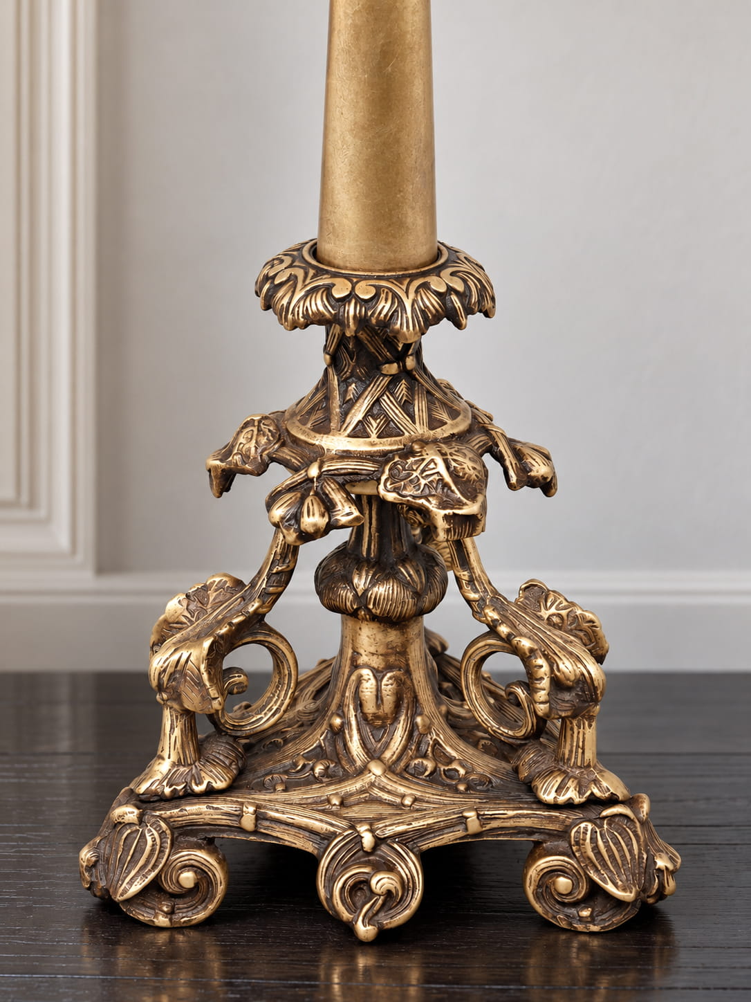 Victorian Brass Figurine Candle Holder - 20 inches - Image 3