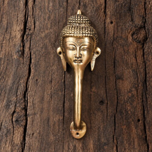 Buddha Decorative Brass door handle - 10 inches