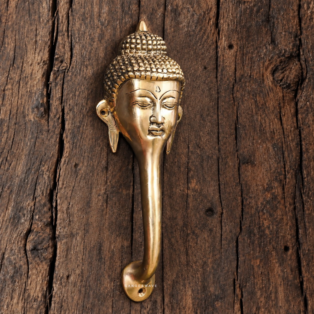 Buddha Decorative Brass door handle - 10 inches - Image 2
