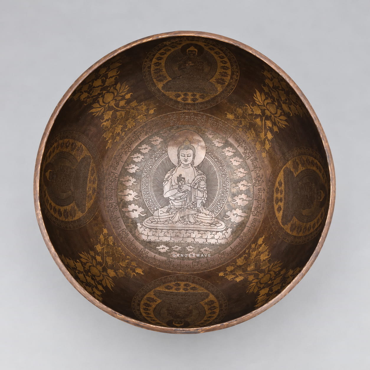 Handcrafted Singing Bowl with Buddha impression - 9.5 inches (Copy) - Image 2