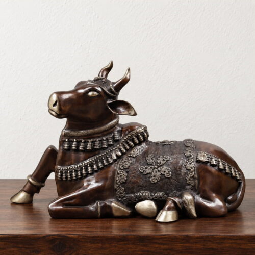 Brass Nandi Statue 20 inches – Sacred Guardian Bull Sculpture for Luxury Home Décor
