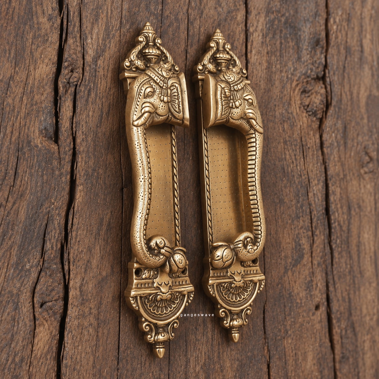 Brass Elephant Door Handles – Pair - 12 inches - Image 2