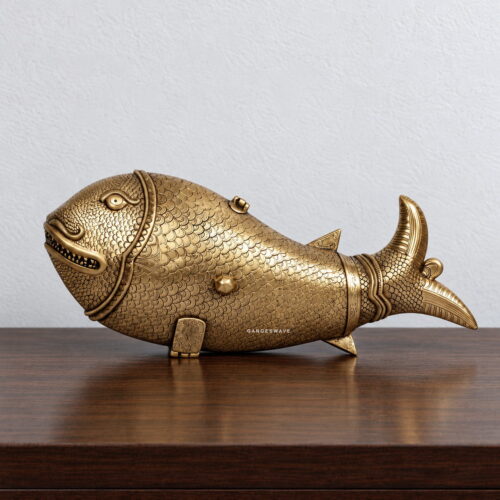 Antique Finish Brass Fish Sculpture - 22 inches