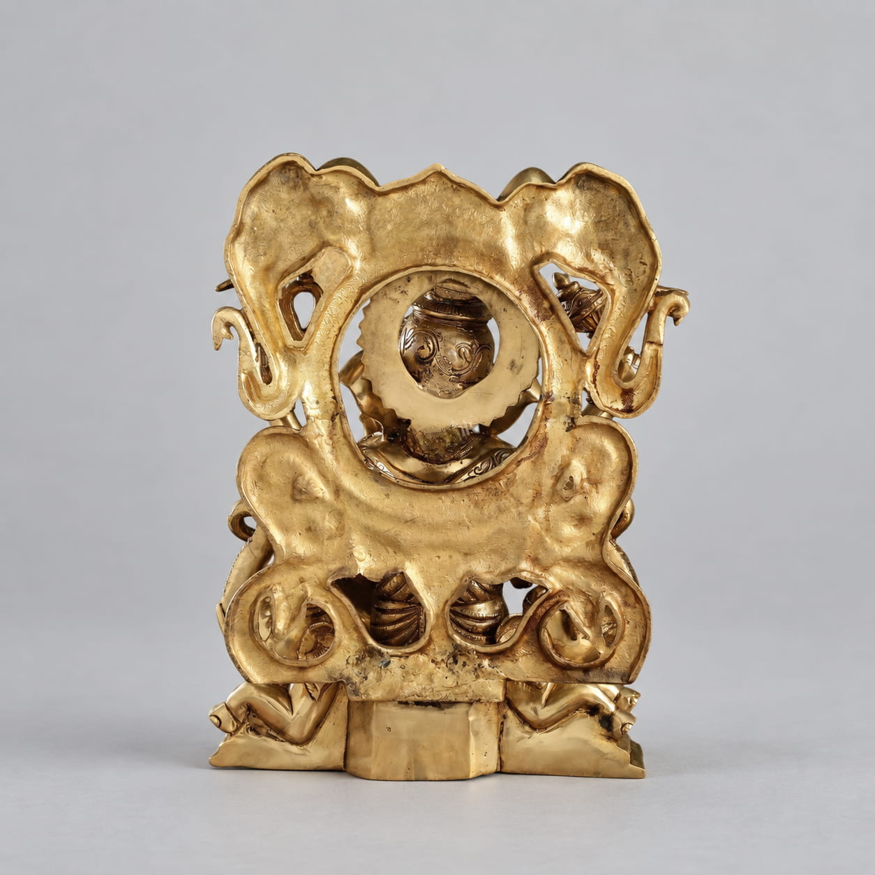 Brass Ganesha Seated on Elephant Throne - 18 inches - Image 4