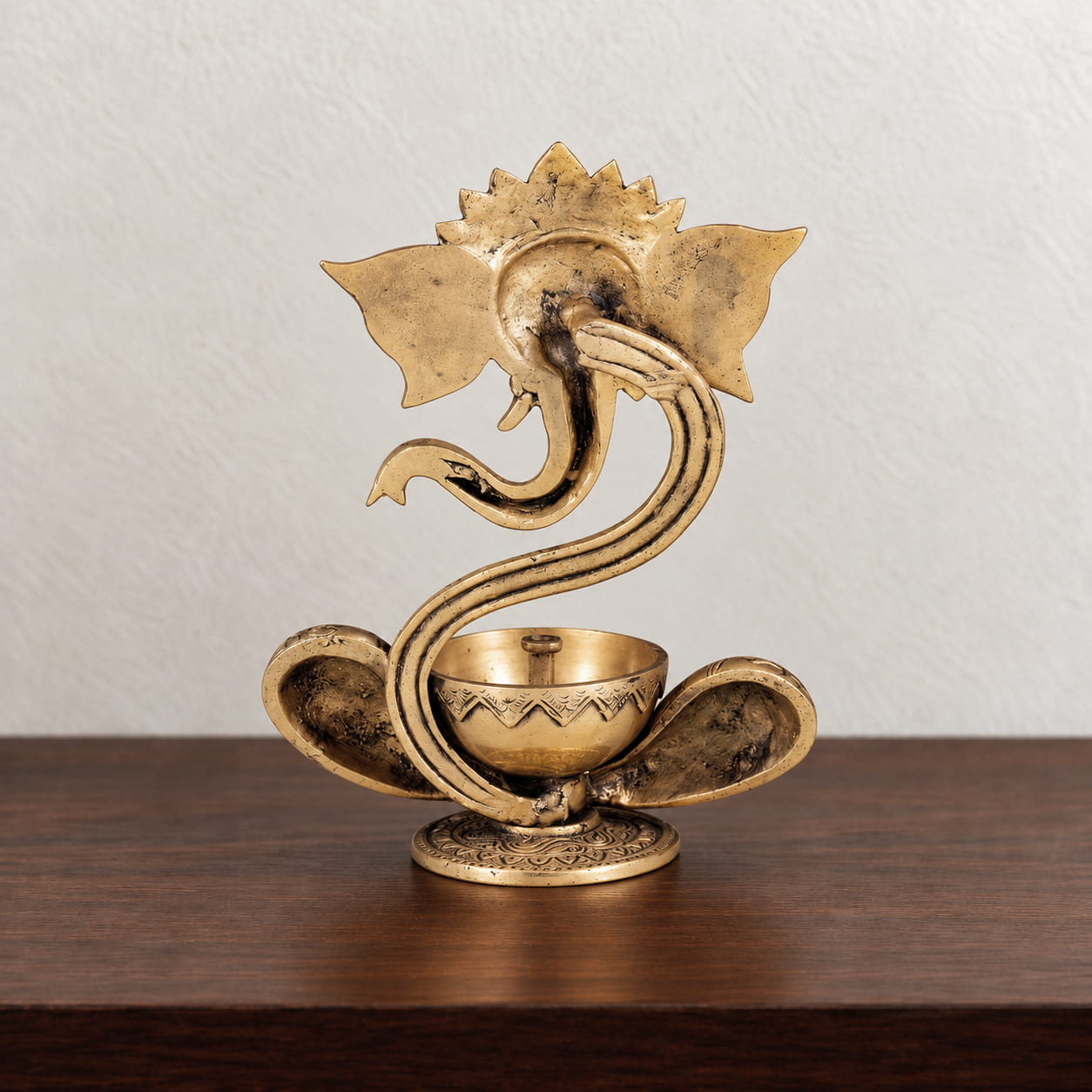 Artistic Ganesh Brass Diya - 9 inches - Image 3