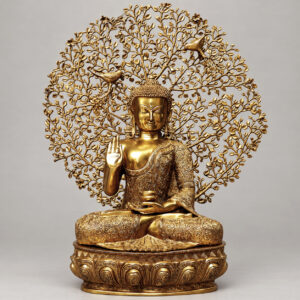 Golden Buddha with Tree Halo