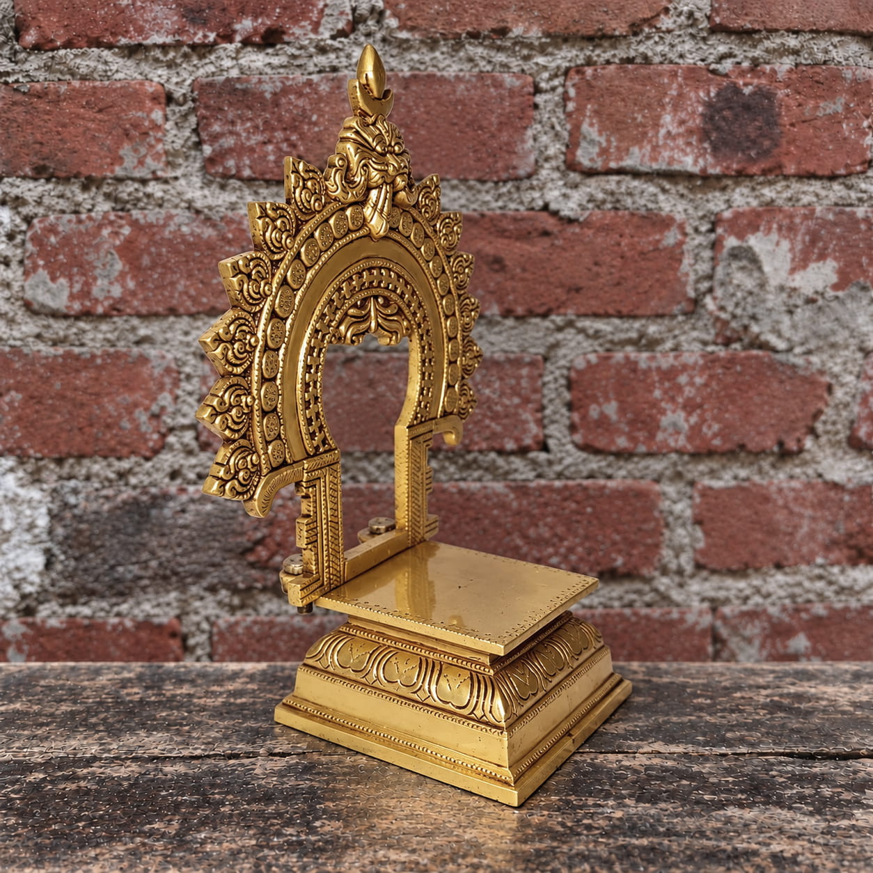 11 inch Kirtimukha Brass Singhashan - Chowki - Image 2