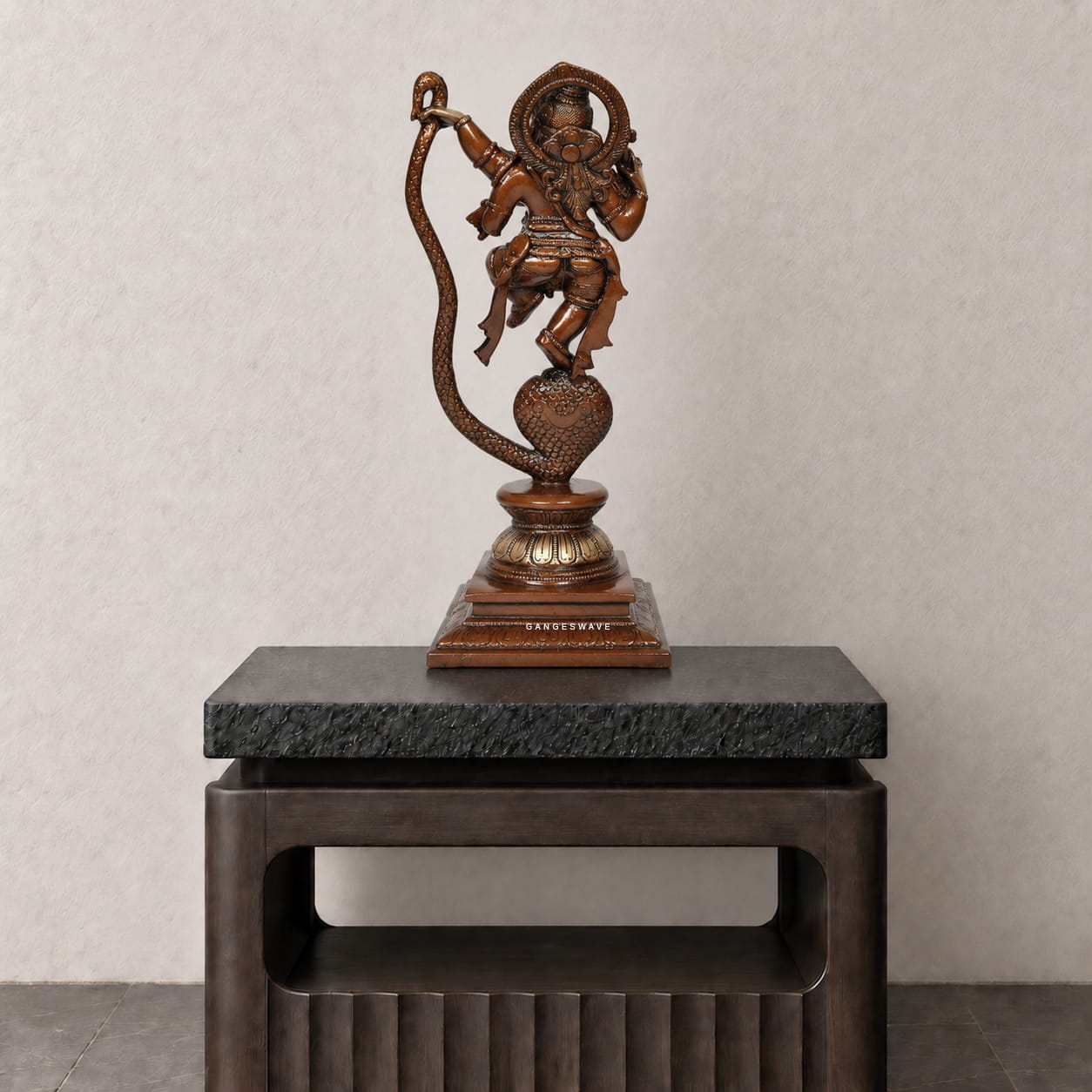 Ganesha Brass Statue Dancing on Serpent Shesha - 11 inches - Image 4