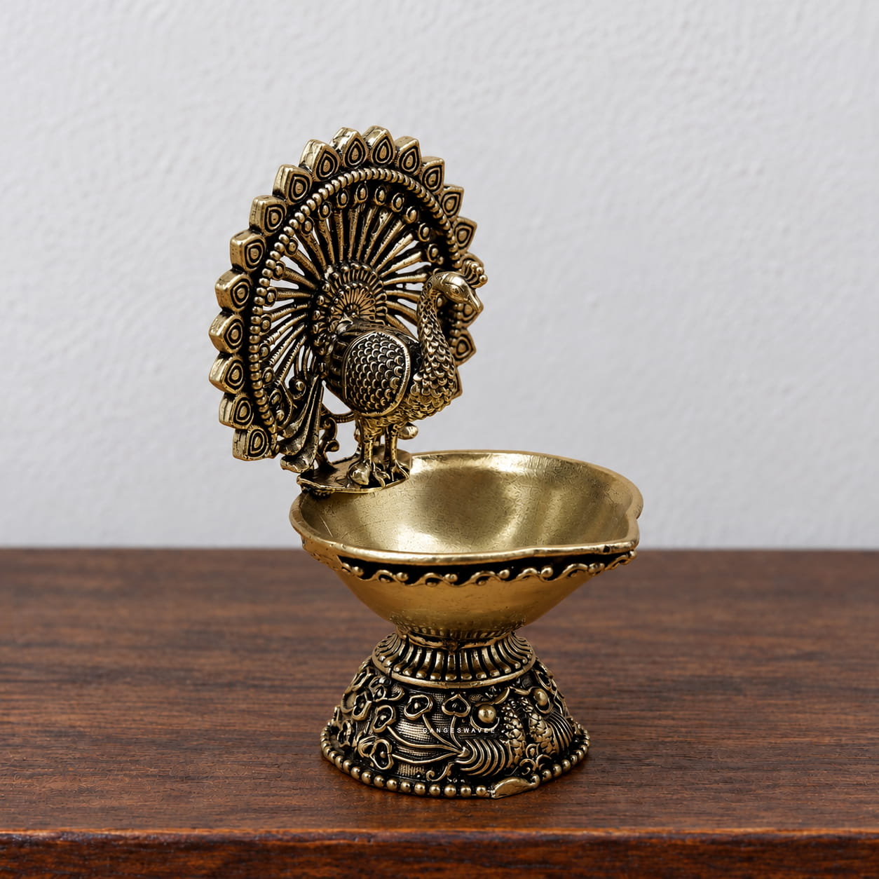 Peacock Brass Diya - 3 inches - Image 4