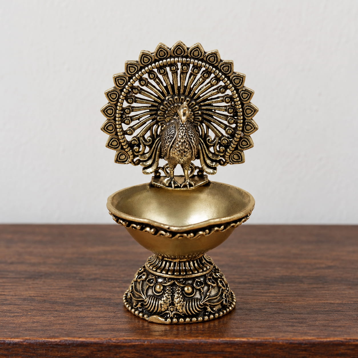 Peacock Brass Diya - 3 inches