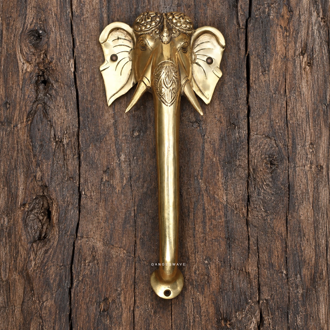 Brass Elephant Door Handle - 8 inches