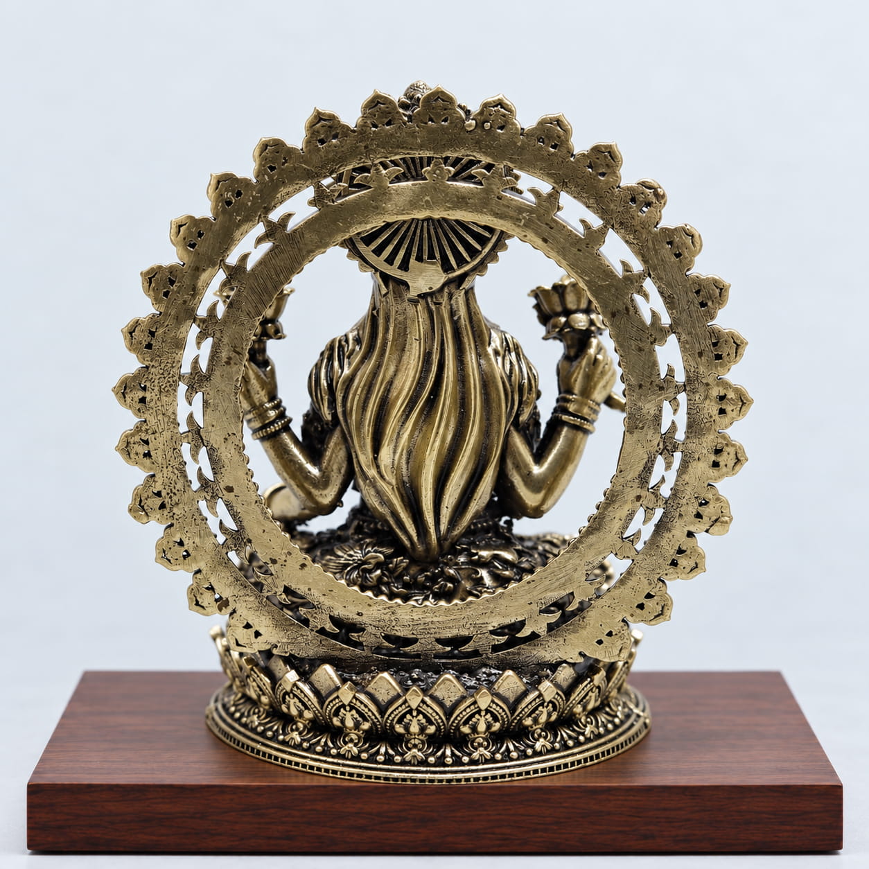 4 inches MaLakshmi Brass Statue with Ornate Frame - Image 2