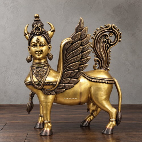 Brass Kamdhenu Statue with Wings - 30 inches