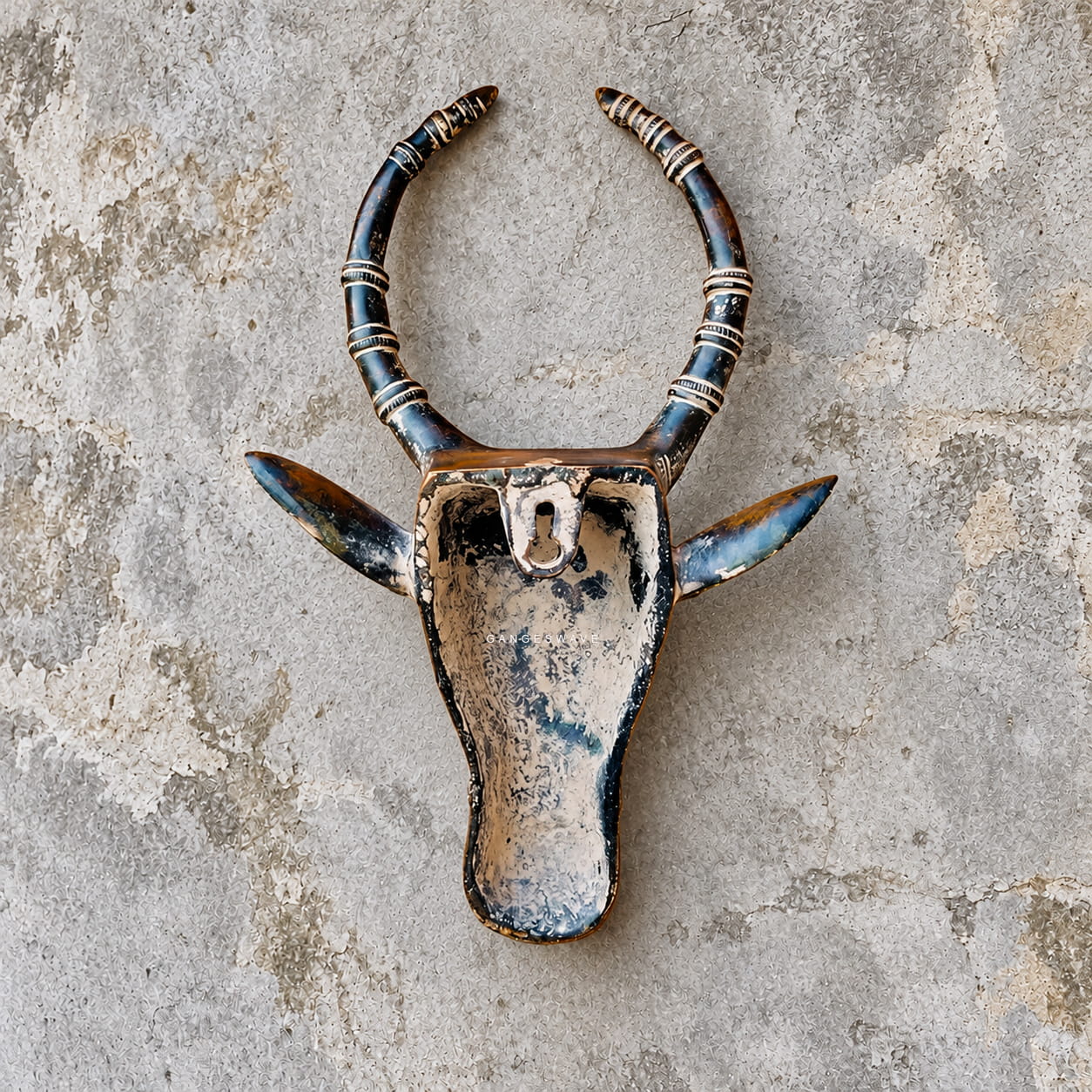 Bull Mask Wall Hanging Decor Vintage Finish - 18 inches - Image 3