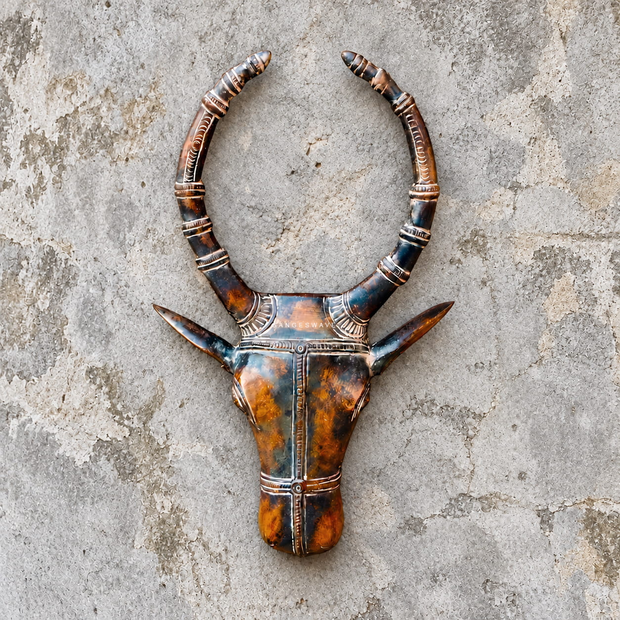 Bull Mask Wall Hanging Decor Vintage Finish - 18 inches