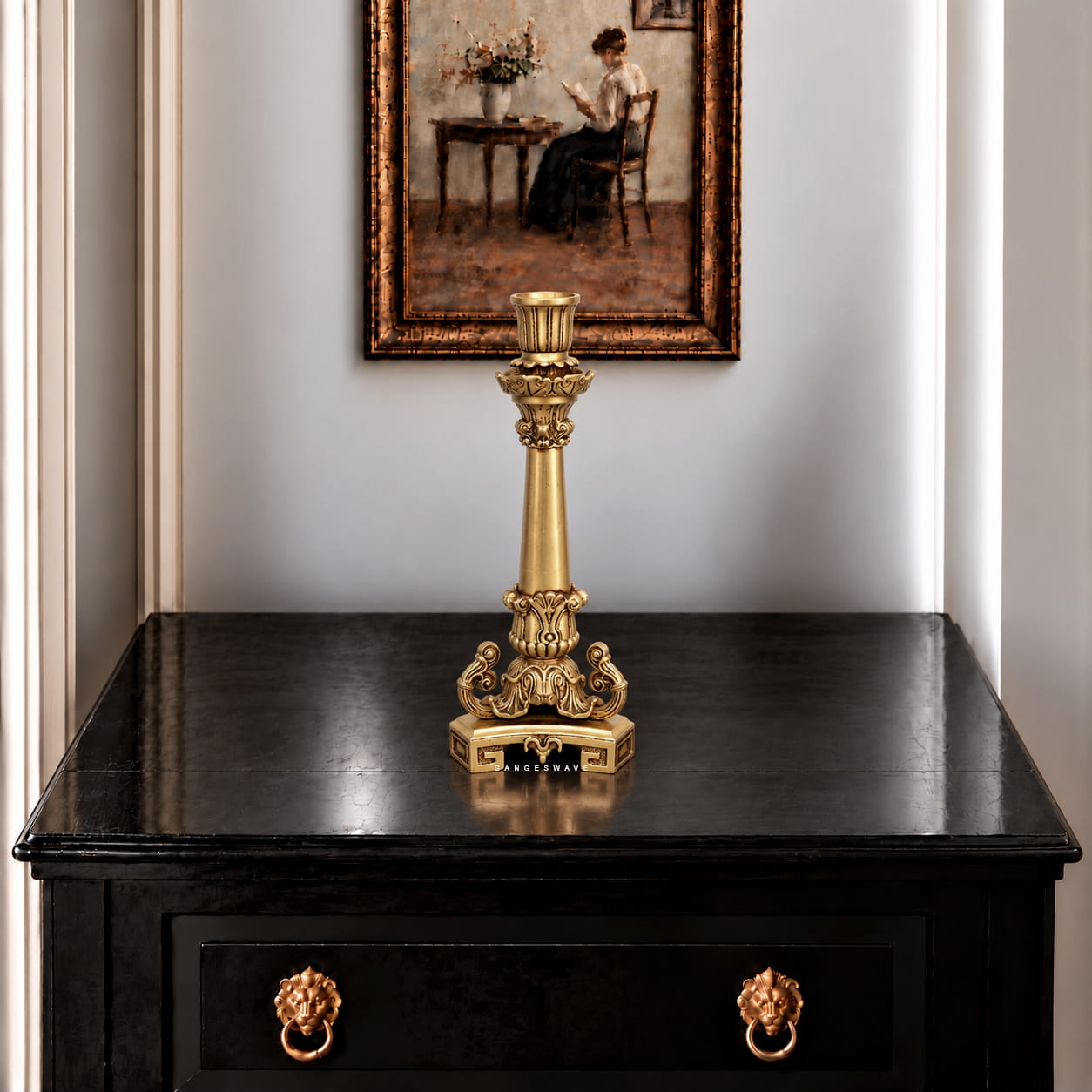 Victorian Brass Figurine Candle Holder - 11 inches - Image 3